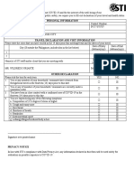 Visitors Personal Declaration Form - COVID 19