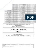 Sopa de Letras - Calidad de Agua