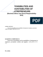 Responsibilities and Accountabilities of Entrepreneurs: (Business Ethics and Social Responsibility-Shs)