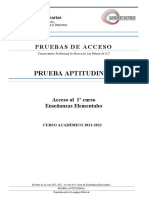 Prueba de Acceso A 1º de Enseñanzas Elementales