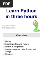 Learn Python in Three Hours: Some Material Adapted From Upenn Cmpe391 Slides and Other Sources