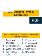 Miscellaneous Terms in Construction