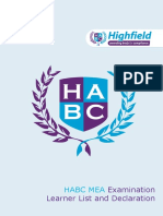 Examination Learner List and Declaration: Habc Mea