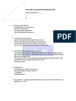 Cell Cycle and Cell Division Practice Test