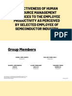 Effectiveness of Human Resource Management Practices To The Employee Productivity As Perceived by Selected Employee of Semiconductor Industry