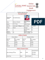 Online Gramin Dak Sevak Engagement: Personal Details