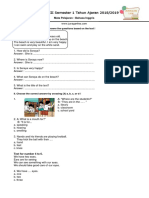 Soal UAS Bahasa Inggris Kelas 3 Semester 1 Terbaru Tahun 2018
