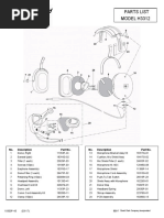 MODEL H3312 Parts List: Description No. Part No. Description No. Part No