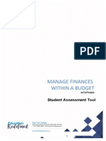 SITXFIN003 - Student Assessment Tool Manage Finaces Within A Budgett