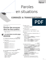 Paroles en Situations (Corrigés & Transcriptions)