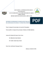 Informe de Seminario de Graduación para Optar Al Grado de Licenciadas en Lengua Y Literatura Hispánicas