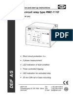 Short Circuit Relay Type RMC-111D: Installation and Start Up Instructions