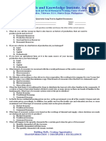 1st Quarterly Long Test in Applied Economics