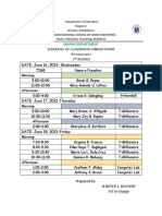 Schedule For Classroom Observation 20 21