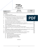 Bio 10th - Excretion - Extensive Test