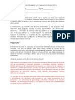 EVALUACIÓN PRUEBAS TyT COMUNICACIÓN ESCRITA