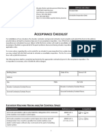 Acceptance Checklist: Elevator Machine Room And/or Control Space