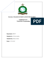 Fazaia College of Education For Women Assignment No II Visual Basic Programming