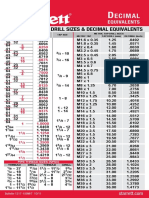 Starrett Decimal Equivalent Card (Bulletin 1317)