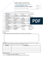 PERSONAL DEVELOPMENT 11 Midterm Exam