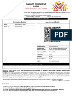 Aadhaar Enrolment Form: Application Details Appointment Details