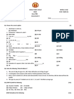 Divine Public School Written +0ral Math M.M 50 (45+5) Class Fifth Assessment 2