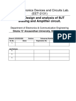 Lab 4: Design and Analysis of BJT Biasing and Amplifier Circuit