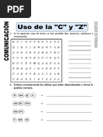 Ficha de Uso de La C y Z para Segundo de Primaria