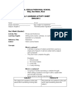 Sta. Cecilia Parochial School Maly, San Mateo, Rizal Daily Learning Activity Sheet English 2