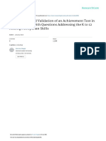 Development and Validation of An Achievement Test in Araling Asyano With Questions Addressing The K To 12 Araling Panlipunan Skills