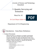 CE-3033: Quantity Surveying and Estimation: Capital University of Science and Technology, Islamabad