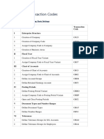 SAP FICO Transaction Codes