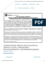 Convocatoria Pública Postulación Al Servicio Social Comunitario