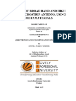 Design of Broad Band and High Gain Microstrip Antenna Using Metamaterials