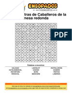 Sopa de Letras de Caballeros de La Mesa Redonda