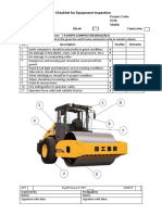 Checklist For Equipment Inspection EARTH COMPACTOR (ROLLER)