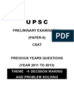 Decision Making and Problem Solving (UPSC Previous Years' Questions 2011 To 2019)