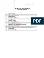 Checklist of Requirements Training Center: TESDA-SOP-CACO-05-F01