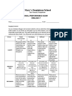 St. Mary's Dominican School: Oral/Performance Exam English 7