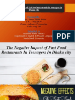 The Negative Impact of Fast Food Restaurants in Teenagers in Dhaka City New