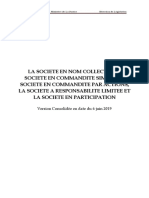 La Societe en Nom Collectif, La Societe en Commandite Simple, La Societe en Commandite Par Actions, La Societe A Responsabilite Limitee Et La Societe en Participation