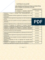 Cut-Off Dates For The Year 2021 There Shall Be No Change in The Prescribed Cut-Off Date Particulars of Cut-Off Dates Scheduled Cut-Off Date