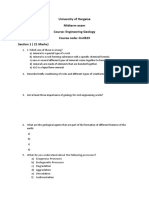 University of Hargeisa Midterm Exam Course: Engineering Geology Course Code: Civil323 Section 1 (21 Marks)