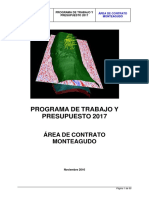 Programa DE Trabajo Y Presupuesto 2017: Área DE Contrato Monteagudo