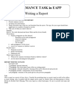 Performance Task in Eapp: Writing A Report