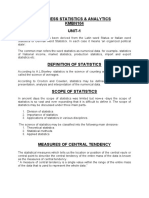 Business Statistics & Analytics KMBN104 UNIT-1