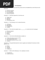 The Endocrine System - Test Questions