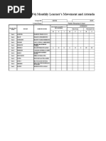 School Form 4 (SF4) Monthly Learner's Movement and Attendance