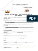 Application For Employment Form: Republic of Kenya Mandera County Government