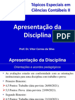 Apresentação Da Disciplina - Tópicos Especiais em Ciências Contábeis II